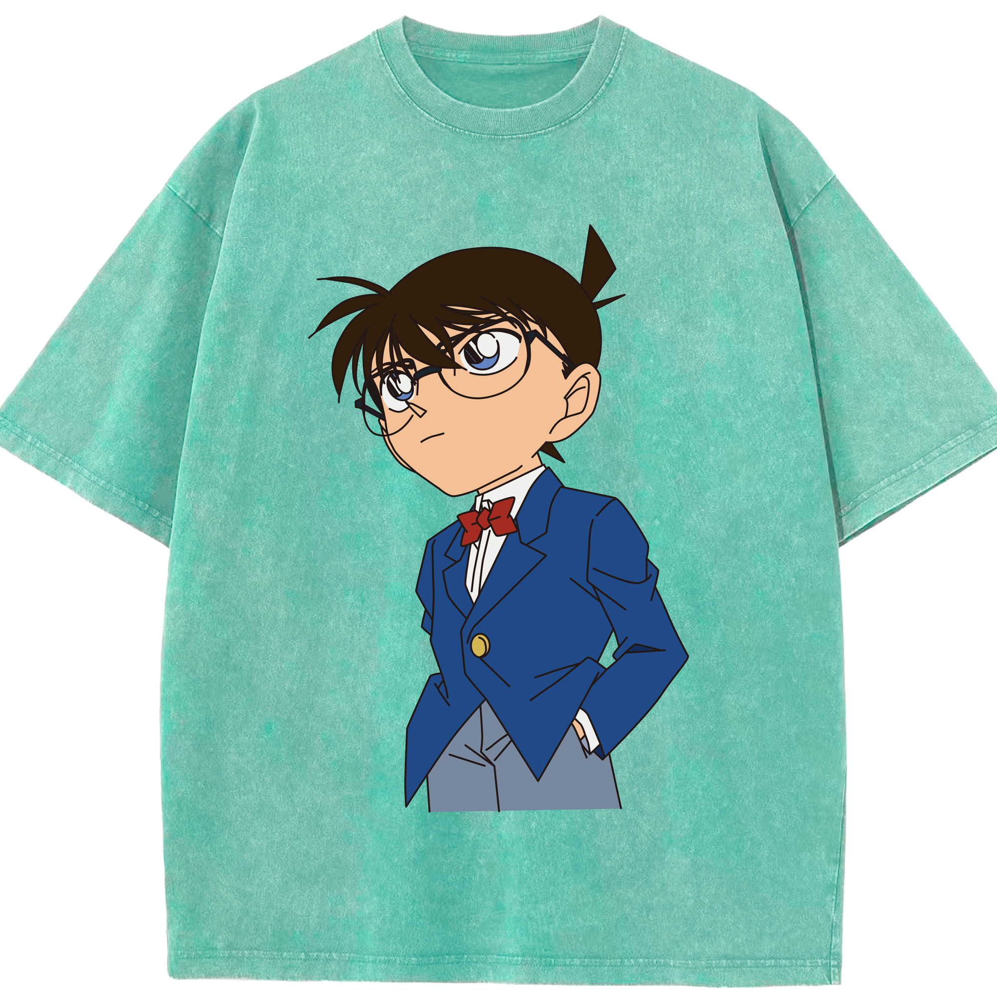 （画像用） 名探偵コナン 江戸川 コナン Detective Conan Conan Edogawa 綿100% ヴィンテージ風 半袖Tシャツ（フロントプリント）